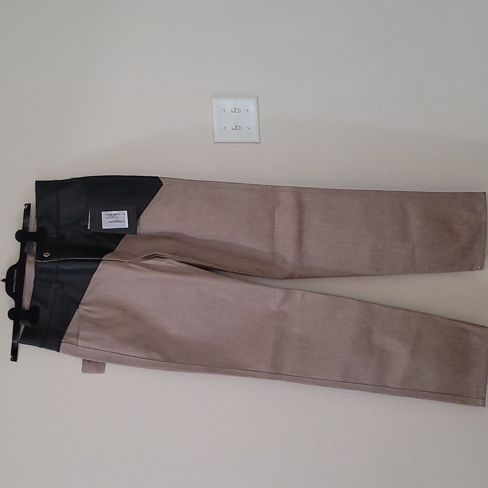 Bottega veneta  leather-paneled high -rise straight  leg jeans
